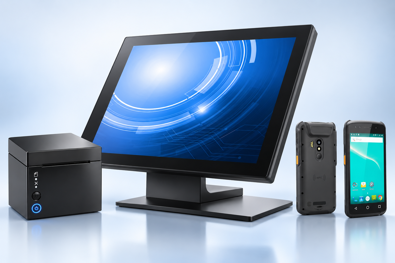 Ensemble ECOPOS : caisse tactile, imprimante de tickets et terminaux portables
